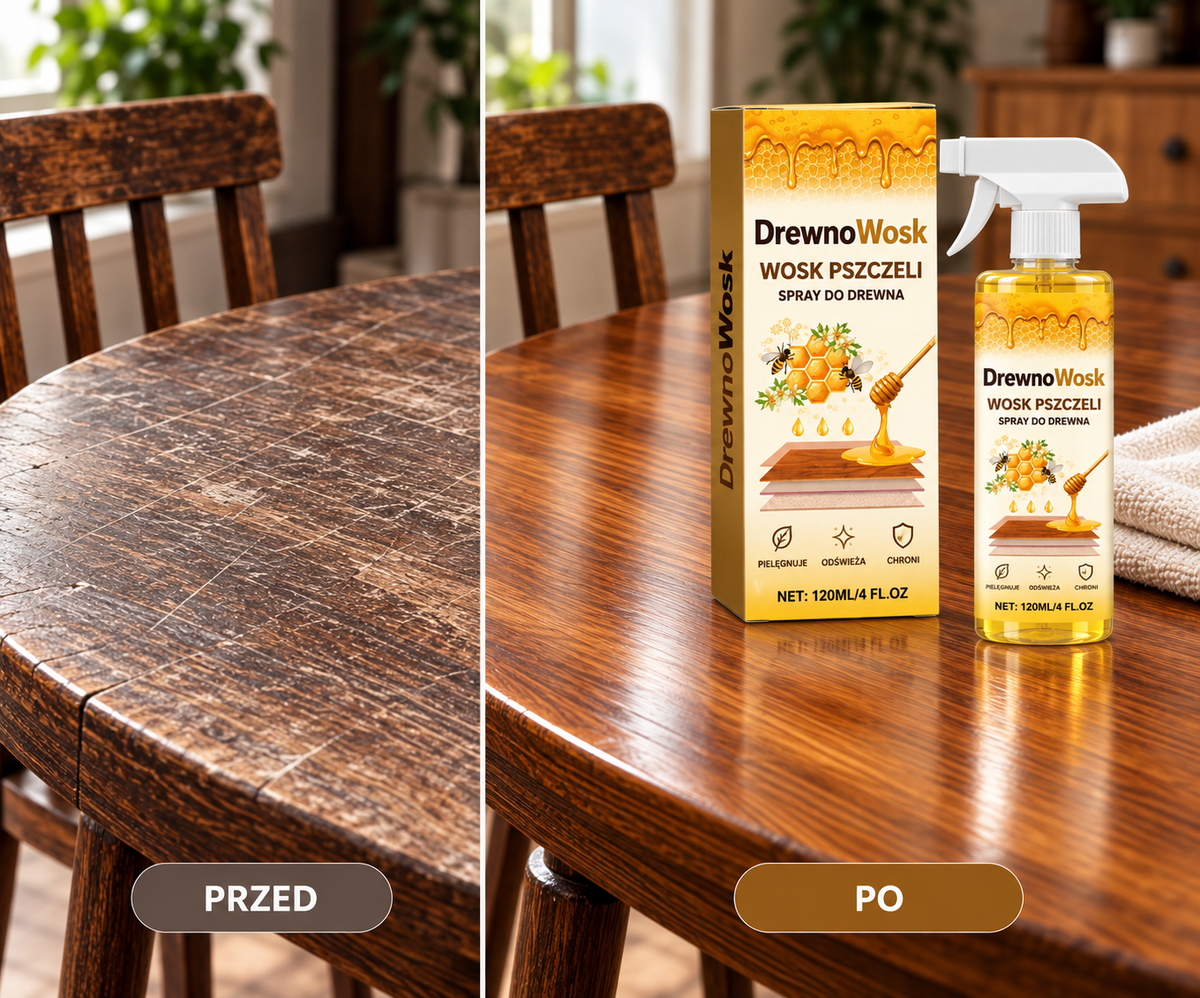 DrewnoWosk™ – Spray z Woskiem Pszczelim do Drewna
